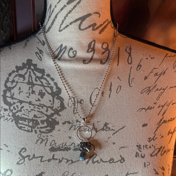 Silver horse, horseshoe,heart & labradorite Charm Necklace - Picture 6 of 8